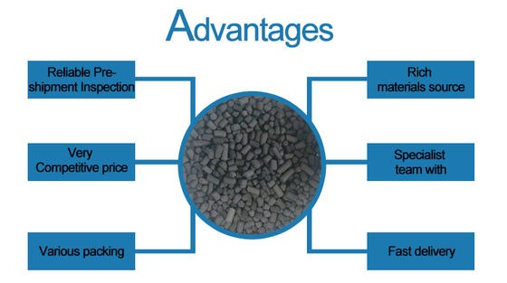 ถ่านกัมมันต์อัดเม็ดจากถ่านหิน 99% ขนาด 4 มม. หมายเลข CAS 64365-11-3 ค่าไอโอดีน 700-1200
